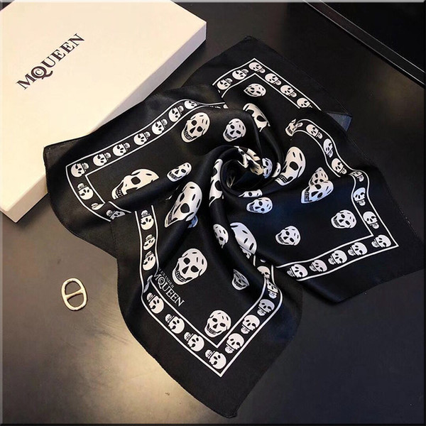 The latest fashion elegant women girls headband multi-functional small square scarf classic letters skull pattern size 50*50cm