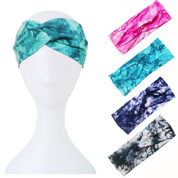 Tie Dye Printing Twist Stretch Cotton Headbands Elastic Hair Bands Women Girl Hair Accessories Turban Headwear Bandage Bandanas