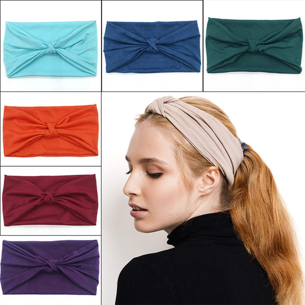 Women Vintage Yoga Headband Elastic Women Criss Cross Head Wrap Knotted Hair Band Turban Thick Headbands Twisted