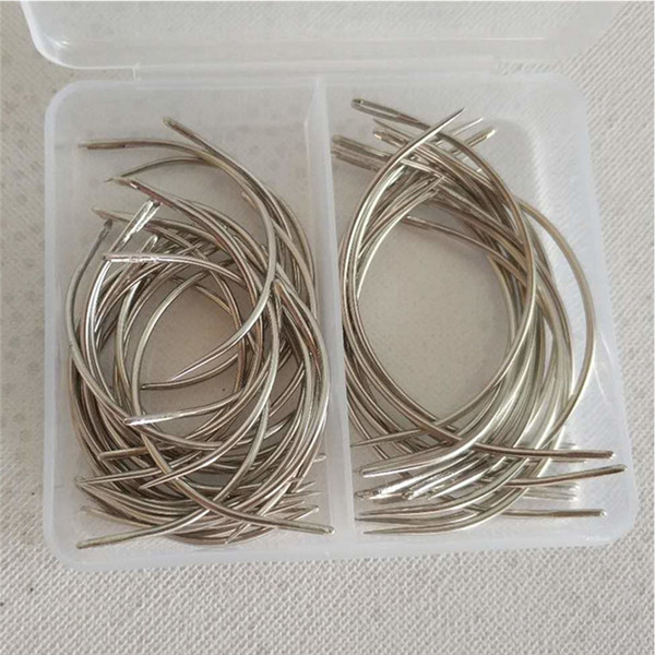 50pcs Combo Deal C Type Hair Weave Needle Canvas Repair Weaving Curved Sewing Needles Pins 30pcs 2.5inch + 20pcs 3inch