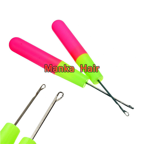 10pcs/lot Plastic crochet braid needle Feather Hair Extension Tools Wig Hook Needle Threader Knitting hair crochet needles