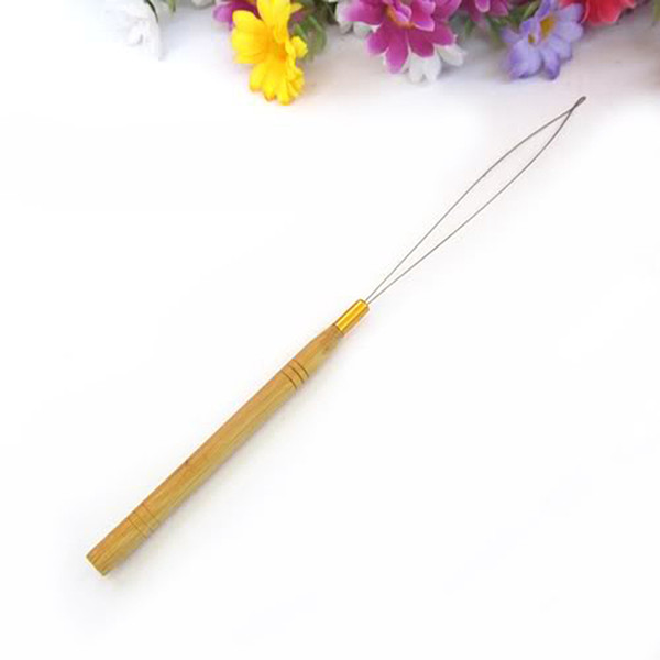 1 Pcs Wooden Loop Pulling Needle Hair Extension Hook Threader Tool