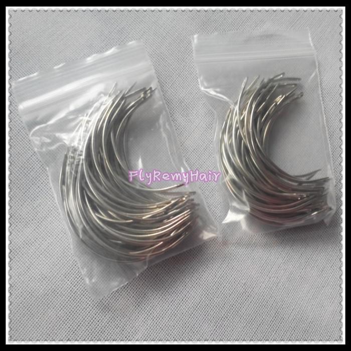 50units weaving needles C shape curved hair hook needles for hair weft