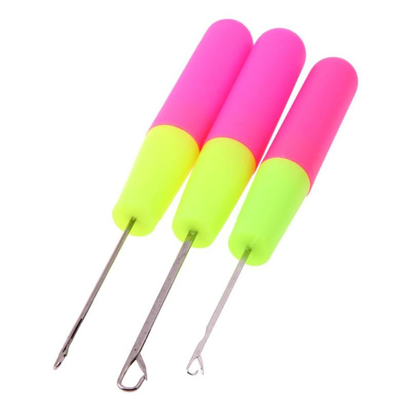 Hot Selling! 3Pcs Mini Plastic Handle Crochet Hooks Knitting Needles Set Latch Crochet Hooks Carpets Making Repair Craft Sewing Tools Hook