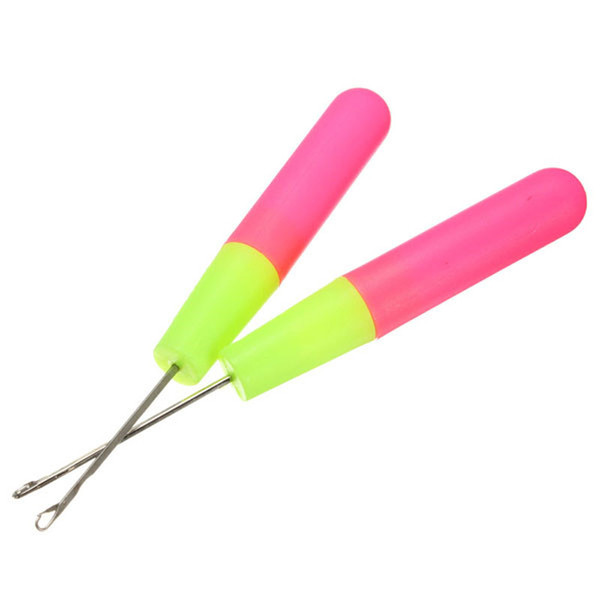 Plastic Knitting Crochet Hook Needles For Jumbo Braiding Hair And Crochet Braids Pink & Lemon Color 5pcs