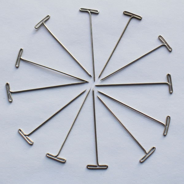 30pcs/lot T pins for wig toupees hair weaving making fixed on canvas block head T shape needles tools