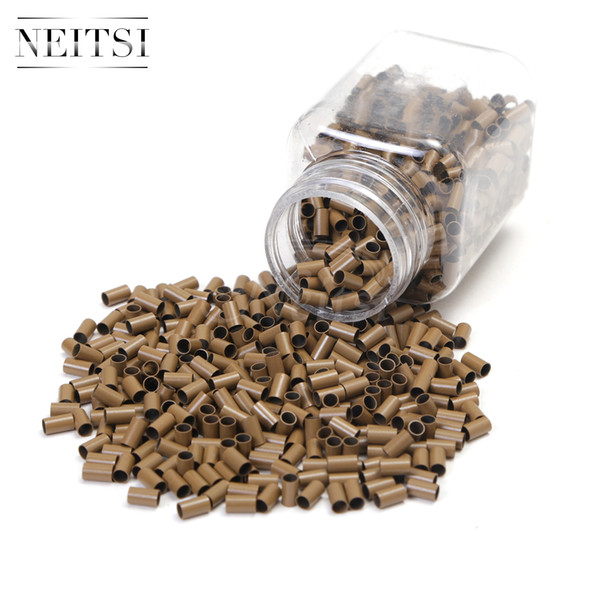 Best Quality Neitsi 500pcs/lot Micro Ring Copper Beads for Hair Extensions Straight Mini Locks Copper Tube Micro Beads Brown#