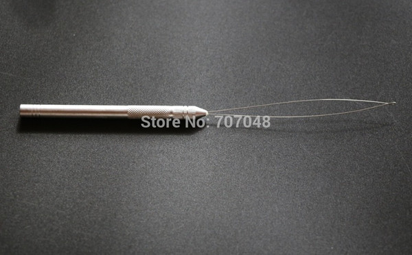 Top quality Aluminium Thread Hook Tool Needle Loop Micro Ring Hair Extensions beads hair hook needle metal hair needle