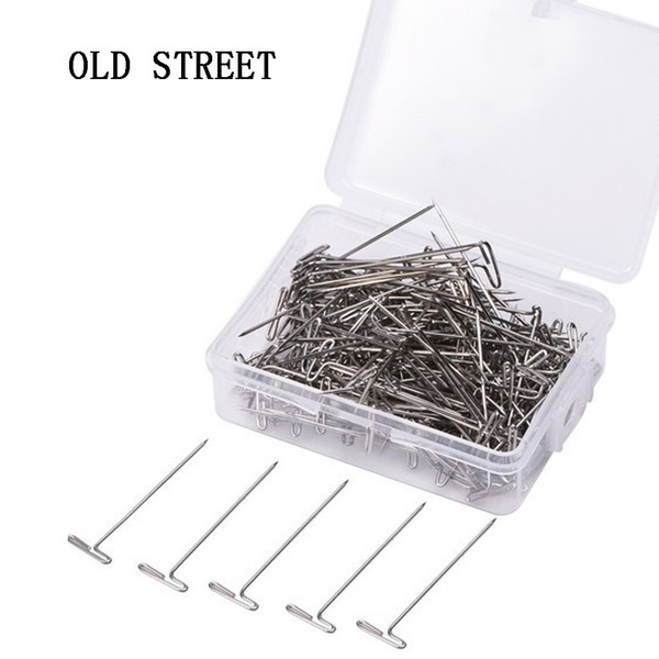 100 Pieces Wig T Pins for Holding Wigs Silver 32mm Long T-pins Styling Tools For Wig Display OLD STREET