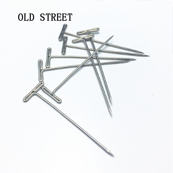 32mm T-pins Steel T Pins with Storage Box for Blocking Knitting Silver Styling Tools 100pcs/lot