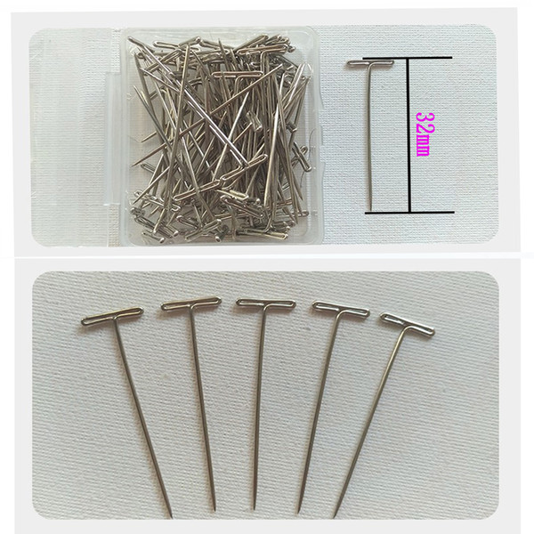 100pcs/lot T pins for craft jewelry knitting sewing crafting T-pins For Holding Wigs Display On Canvas Head