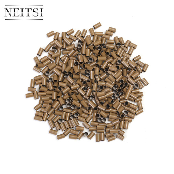 Neitsi 500pcs Hair Extensions Copper Tubes Micro Rings Shrink Links Tubes for Micro Ring Hair Extensions Black/Brown/Blonde Available