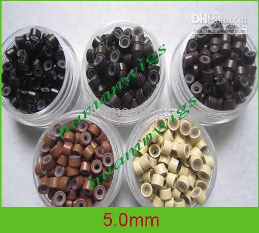 5.0mm silicone micro ring links for hair extensions,hair extension tools.5 color mixed,10000pcs/lot