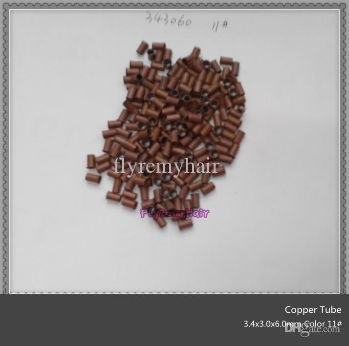 3.4x3.0x6.0mm 7000units per lot copper flared ring easily locks/copper tube micro link/ring /bead for i tip hair extension