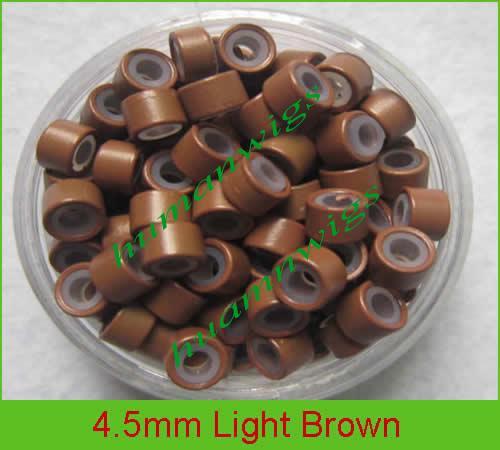 mix color 4.5mm silicone micro ring links for feather hair extensions,color: light brown!10000pcs