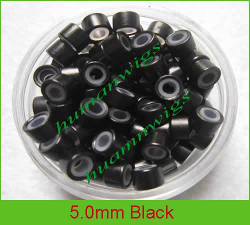 5.0mm Silicone Micro Ring Links for Feather Hair Extension.Black,5000pcs mix color