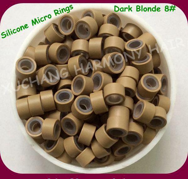 ( 1000pcs/bag ) 4.5mm Dark Blonde Aluminum Silicone Micro Rings for Pre-tip Hair Extensions Hair Extension Tools