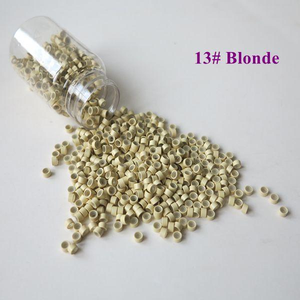 ( 1000pcs/bottle ) 4.5mm*2.5mm*2.5mm Blonde Micro Tubes with Silicone Micro Links Micro Tubes Micro Rings for Hair Extensions