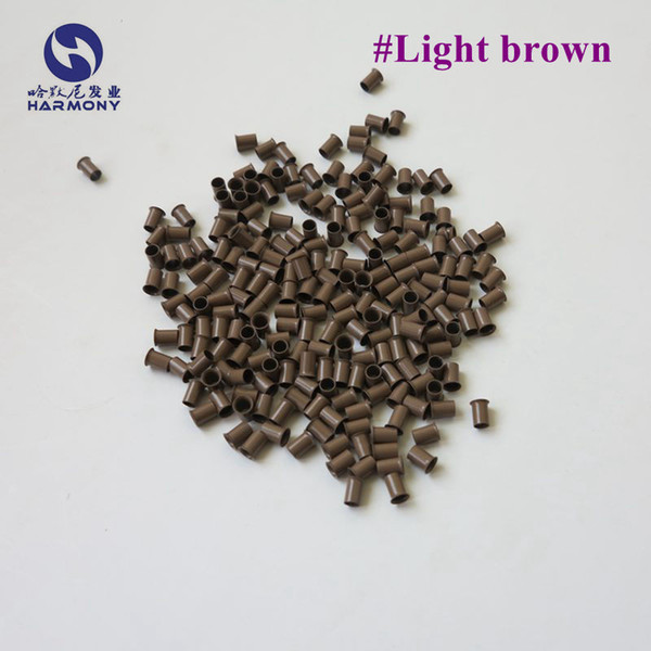 4.0*3.6*6.0mm Light Brown Copper Micro Tubes with Flare Edge for Prebonded hair Micro Rings Euro Locks (500pcs/bottle )