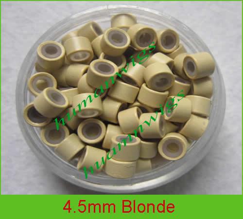 4.5mm silicone micro ring links for hair extensions,hair extension tools.Blonde,5000pcs mix color