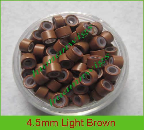 4.5mm silicone micro ring links for hair extensions,hair extension tools.Li brown,5000pcs mix color