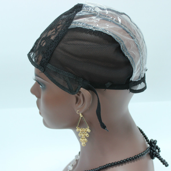 5pcs M Size black lace wig caps for making wigs wig net cap weaving caps with adjustable straps back