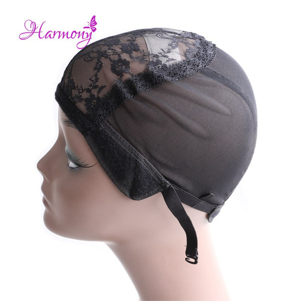 Double Lace Wig Caps For Making Wigs And Hair Weaving Stretch Adjustable Wig Cap Hot Black Dome Cap For Wig