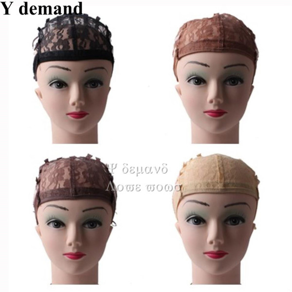 10 pcs/lot Black Lace Wig Cap Hairnets for making wigs With Adjustable Stretch Lace Strap glueless wig caps Y demand in Stock