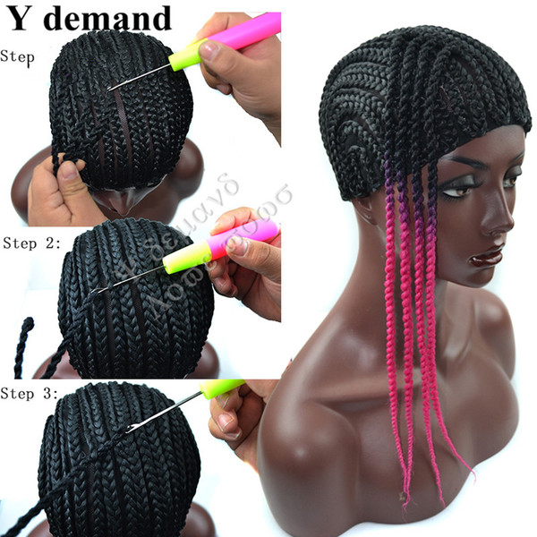 Black Cornrow Wig Caps For Weaving Lace Wigs Caps With Adjustable Strap,Cap Net Cornrows Braids Cap 3pcs Making Wig Good quality Y demand