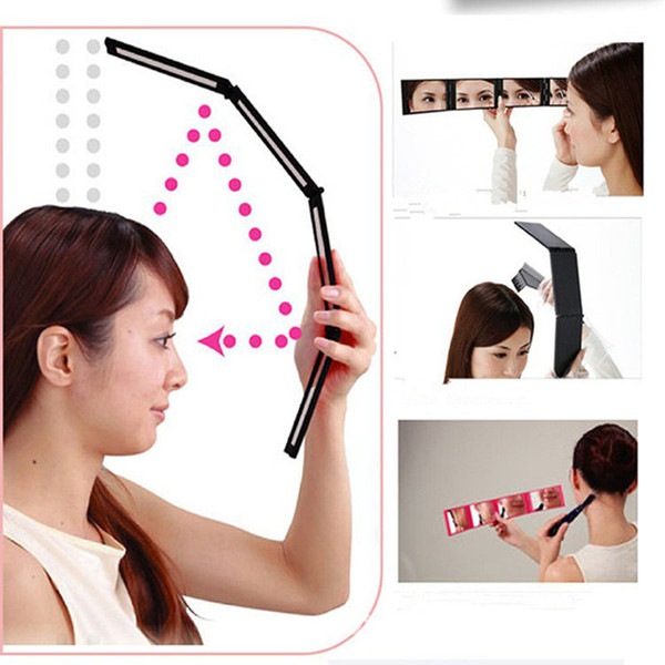 Foldable 4 panel expandable mirror Multiple applications make up mirror see different degree hair fiber mirror