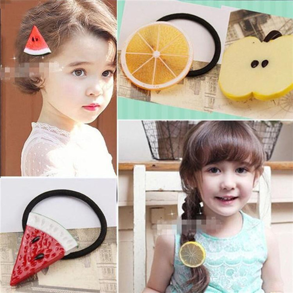 Newest Creative fruit lemon apple hair bands Cute cartoon female elastic hair band South Korea is contracted art hair accessories 4537