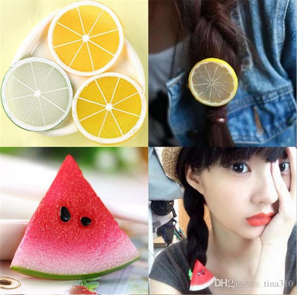 New Creative fruit lemon apple hair bands Cute cartoon female elastic hair band South Korea is contracted art hair accessories 4537