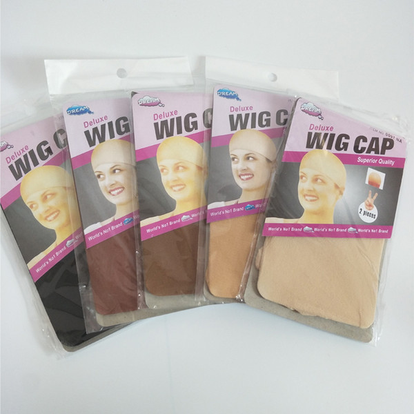 Deluxe Wig Cap 24 Units(12bags) HairNet For Making Wigs Black Brown Stocking Wig Liner Cap Snood Nylon Mesh Cap In 5 Colors