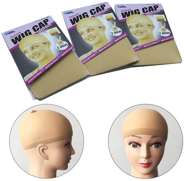 12 pcs(6packs) Deluxe Stocking Wig Liner Cap Snood Polyester Stretch Mesh Weaving Cap For Wearing Wigs Black Brown Blonde