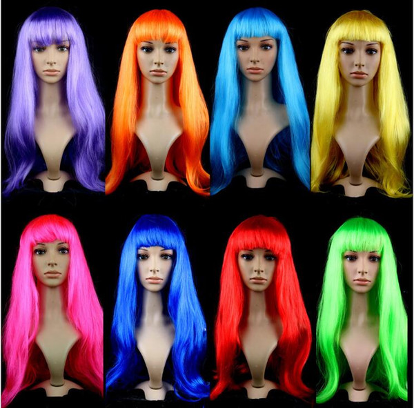 Christmas Festival Cosplay Wigs Hot Sale Multicolor Cheap Synthetic Hair Wig Cosplay Costume Long Straight Wigs For Party club night