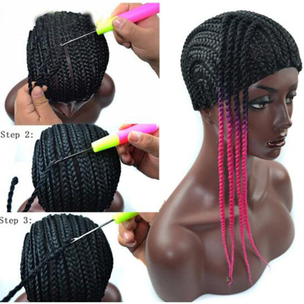 Cornrow Wig Caps For Making Wigs Black Color Crochet Braided Weaving Cap Lace Elastic Hairnet For Wig Making Tools