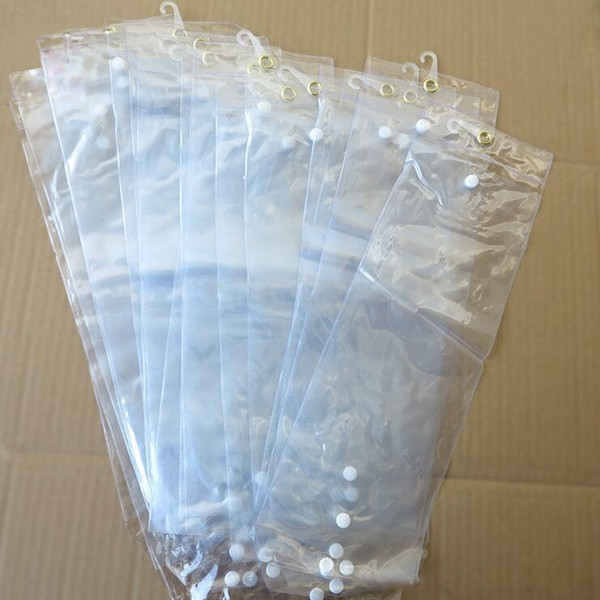 PVC Plastic package Bags Packing Bags with Pothhook 12-26inch for Packing hair wefts Human Hair Extensions Button Closure