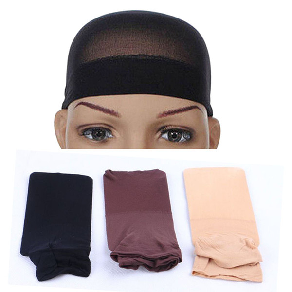 Wig Cap Stretchable Elastic Hair Net Nylon Silk Stockings Mesh for Making Wig Weaving 3 colors Black Brown Beige 12Packet/Lots (2pcs/packet)