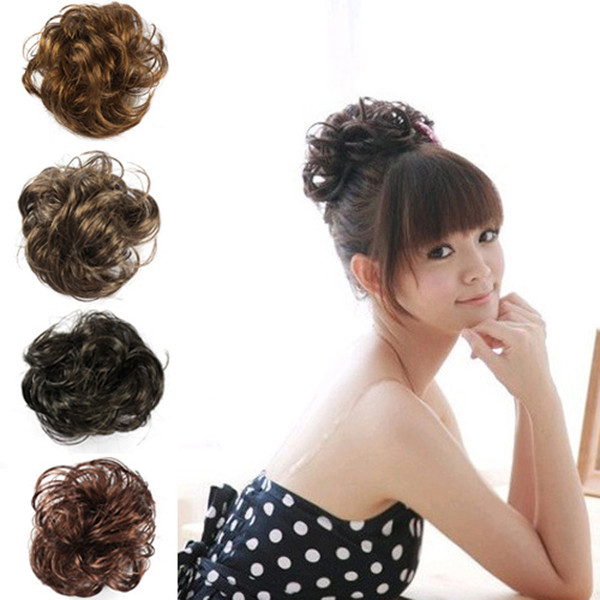 Hair Wave Ponytail Holders Scrunchy Piece Bun Pony Tail Extensions Hairpiece Black Brown Flaxen