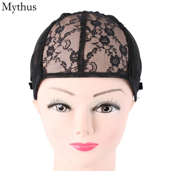 1 Pcs Black Color Stretchable Lace Wig Cap,Elastic Hairnet Cap,Adjustable Strap Wig Cap For Making Wig