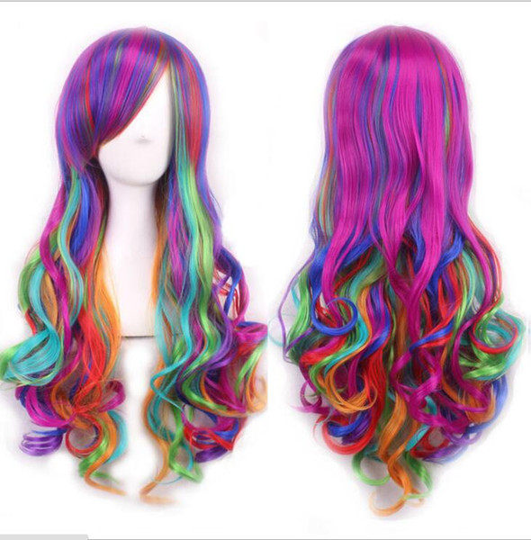 2018 new style Cartoon color wig wig COS multicolor gradient Harajuku personality trend of direct manufacturers