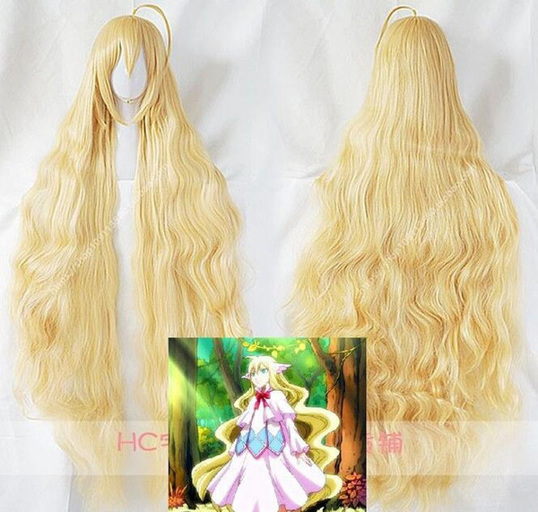 Fairy Tail Mavis Vermilion Long Curly Light Blonde Anime Party Cosplay Hair Wig