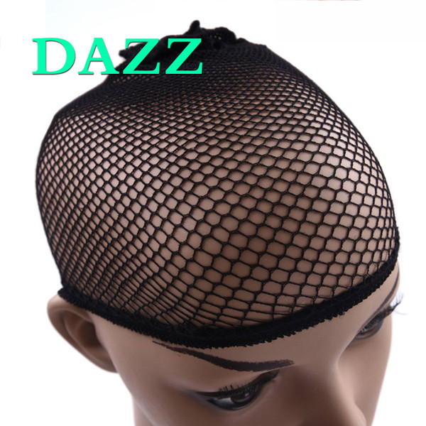 DAZZ Wholesale Hairnet For Wigs 50 100pcs Black Hair Net Wig Cap For Weaving Free-Size Breathable Bouncy Nylon Hair Nets For Wig Making