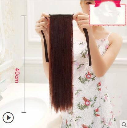 Wig ponytail girl in the long straight hair natural realistic strap wig tail hair piece 40cm