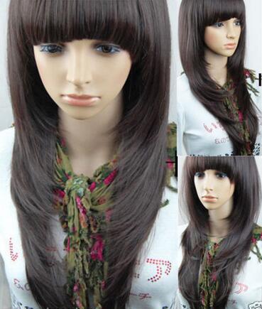 FREE SHIPPING>>>>NEW FASHION LONG BROWN WOMEN LADY WIG WIGS