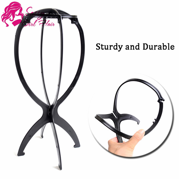 Black Wig Stand Head Plastic Wig Holder Stand Portable Folding For Styling Drying Display Travel For Women 1PC SASSY GIRL