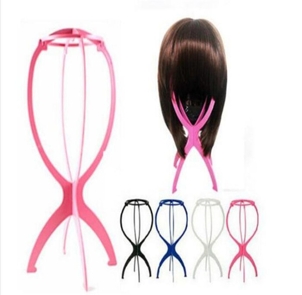 Newest Wig Stands Folding Stable Plastic Hat Cap Display Durable Wig Stand Tool Hair Accessories Black Pink Colour