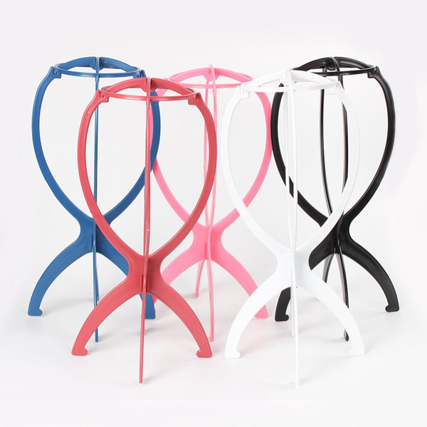 Colorful Ajustable Wig Stands Plastic Hat Display Wig Head Holders 18x36Cm Mannequin Head/Stand Portable Folding Wig Stand