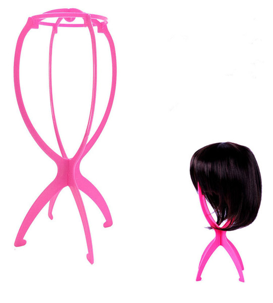 Folding Plastic Wig Stand Stable Durable Hair Support Display Wigs Hat Cap Holder Tool Rose Pink Blue Black White Color 