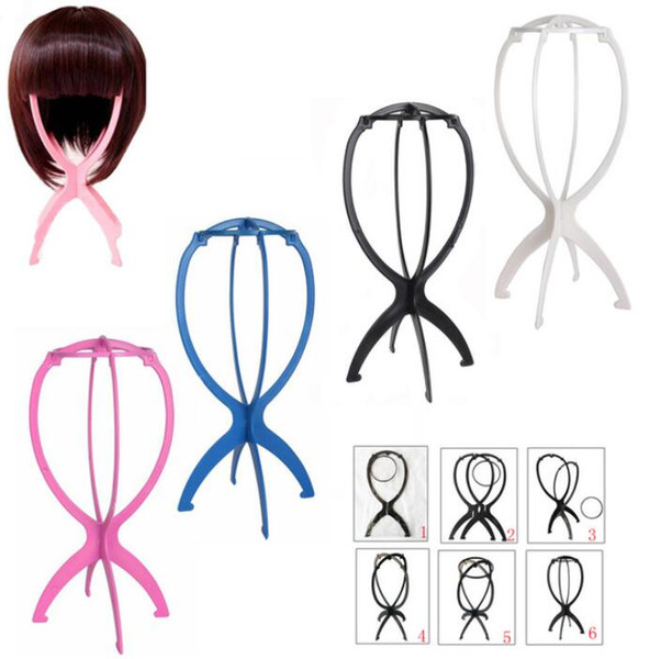 Hot Sale Wig Stands Folding Stable Plastic Hat Cap Display Durable Wig Stand Tool Hair Accessories Black Pink Colour